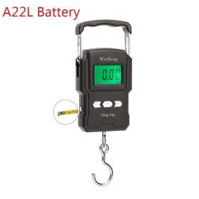 50Kg/5g LCD Digital Display Backlight Portable Hanging Hook Scale Double Accuracy Fishing Travel Mini Electronic Weighing Scale (Ships From: China, Color: A22L Battery)