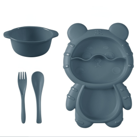 1pc Bear Shaped Dinner Plate Set; Kitchen Multi-functional Small Plaid Fruit Salad Plate (Color: Gray)