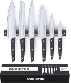 Magnetic knife Strip with Knife set, 6 piece knife set with knife holder, kitchen knife set with magnetic knife block, 13.2inch multipurpose magnetic (Color: Black)